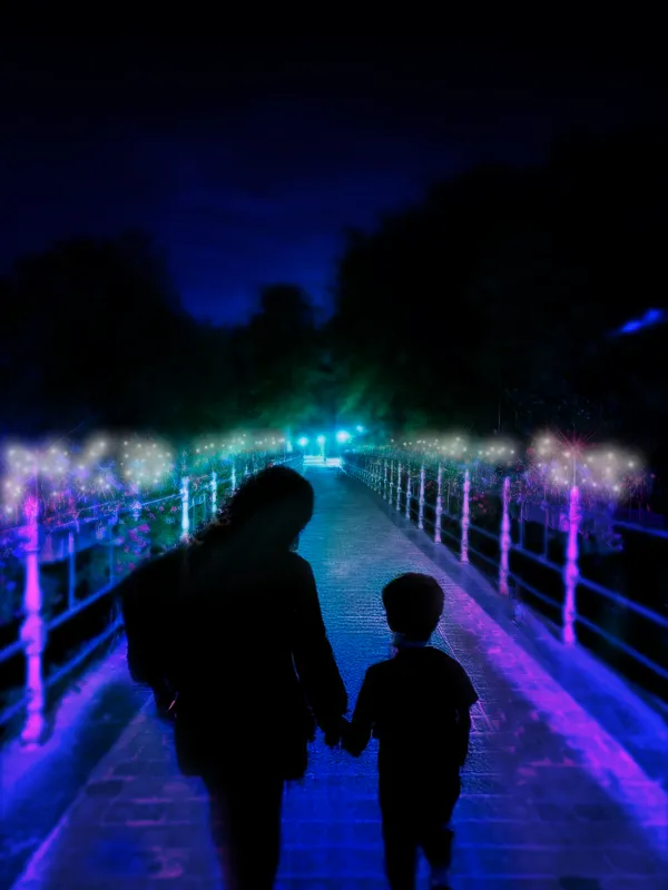 Wintergloed 2025-2026 - Render lichtinstallatie - Minnewater - Glinsterwoud